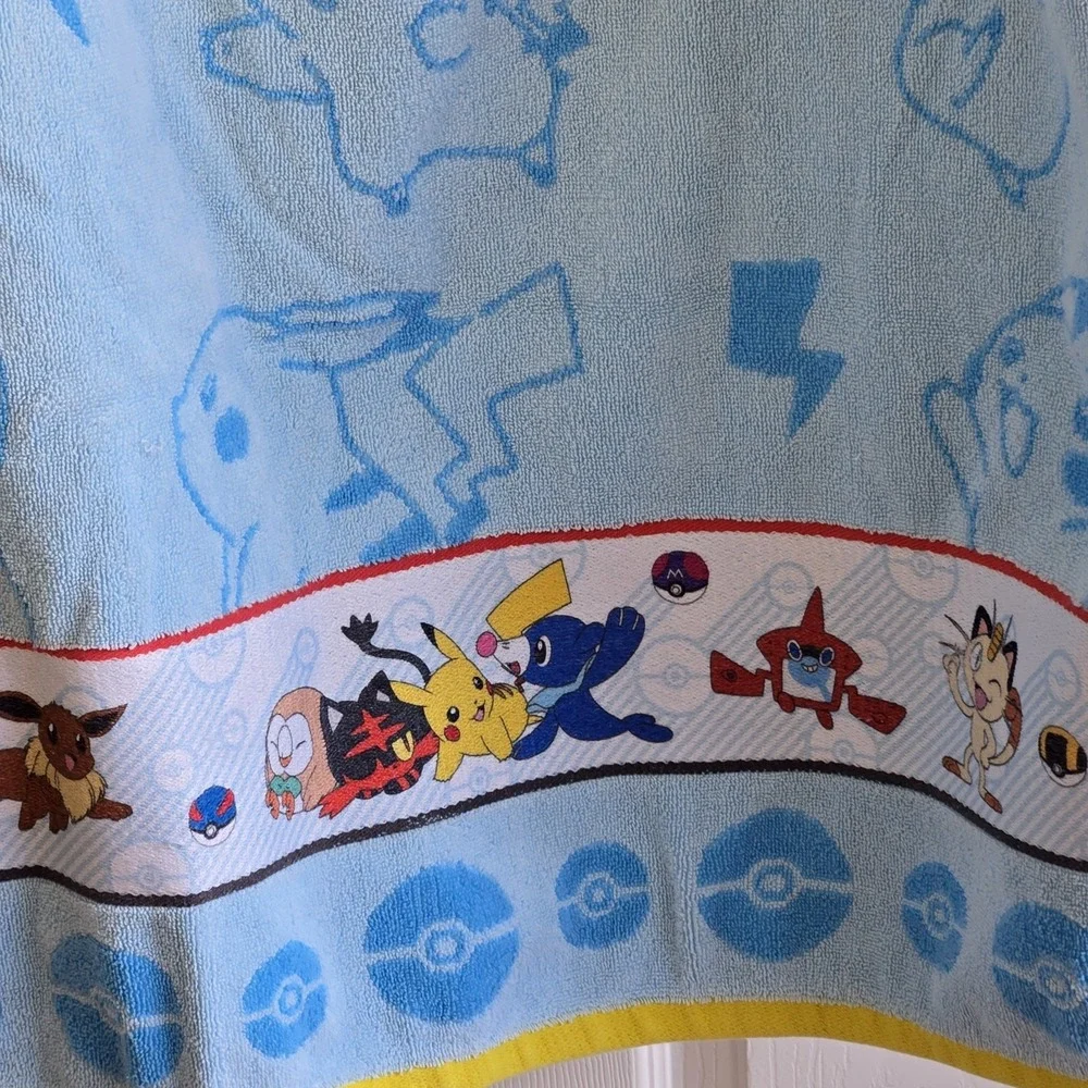 Pokemon Speed Moves Bath‎ Towel Embroidered Blue